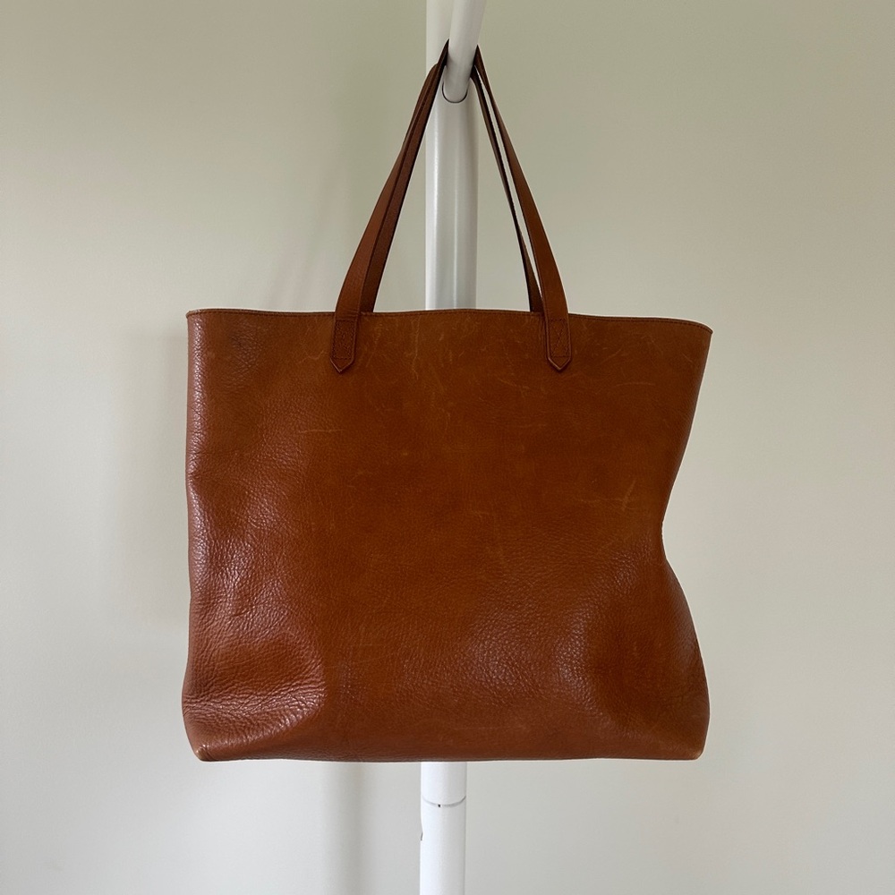 Madewell Cognac Leather Tote with Classic Design
